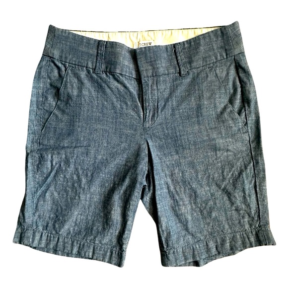 J. Crew Chambray Bermuda Shorts Flat Front Blue Women Size 0. - Picture 11 of 16